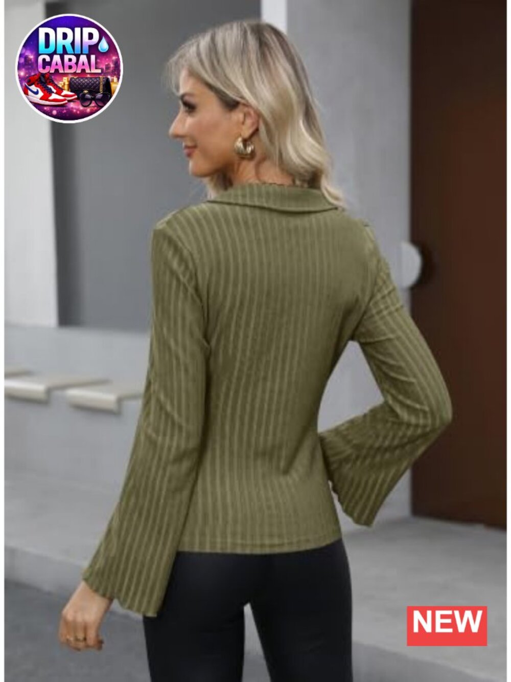 Women's Button Down V Neck Ruched Blouse Long Sleeve Slim Fit Top - Picture 5 of 6